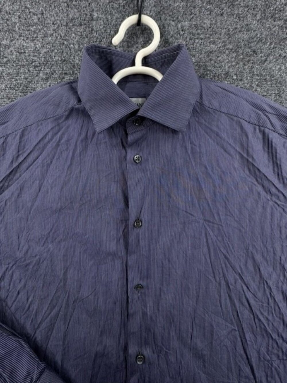 Armani Collezioni 15 Striped All Cotton Blue Long Sleeve Mens Elegant Italian